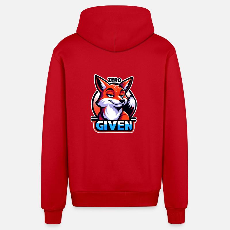 Zéro donné - Illustration de renard - Veste à capuche bio décontractée fabriquée en UE - rouge