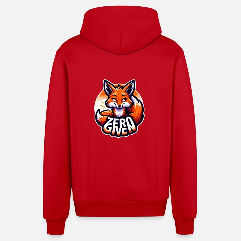 Zero Given - Fox Illustration - Organic Relaxed Hooded Jacket Made in EU - red