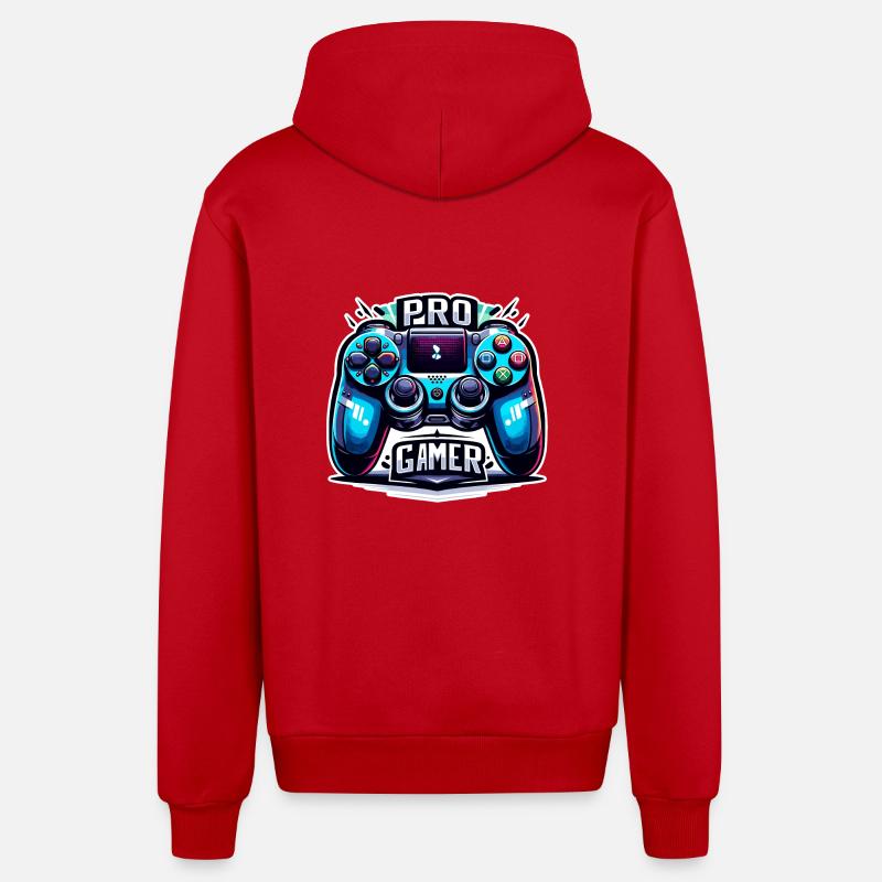 Pro Gamer - Controller Illustration - Organic Relaxed Hooded Jacket Made in EU - red