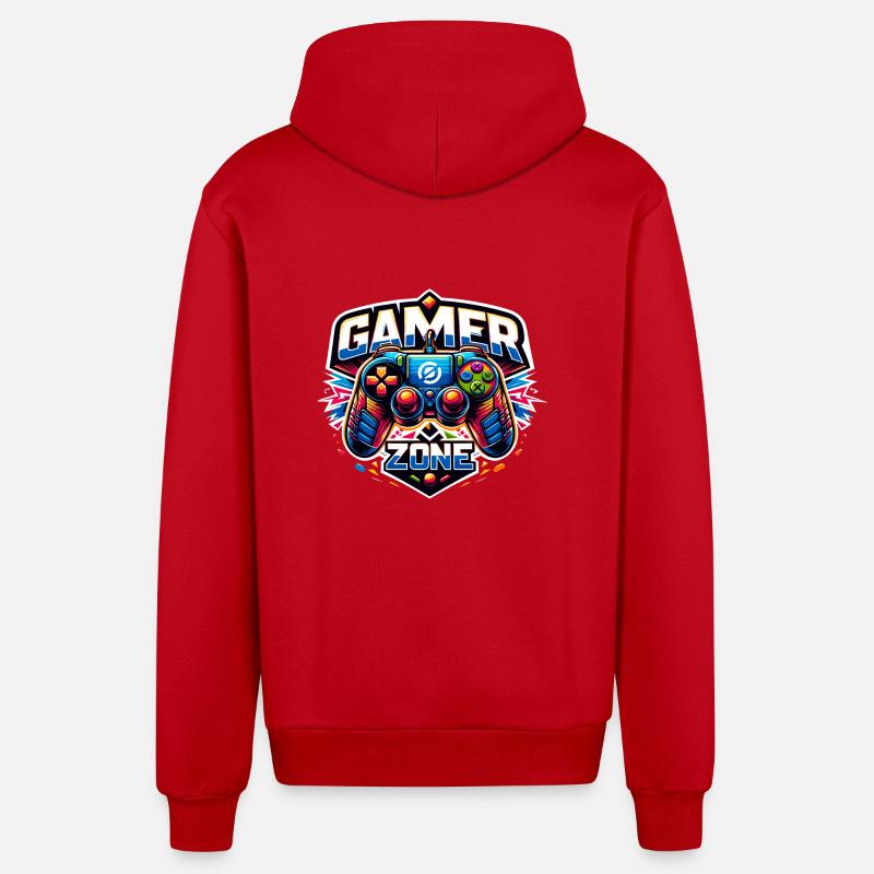 Gamer Zone - Controller Illustration - Organic Relaxed Kapuzenjacke Made in EU - Rot