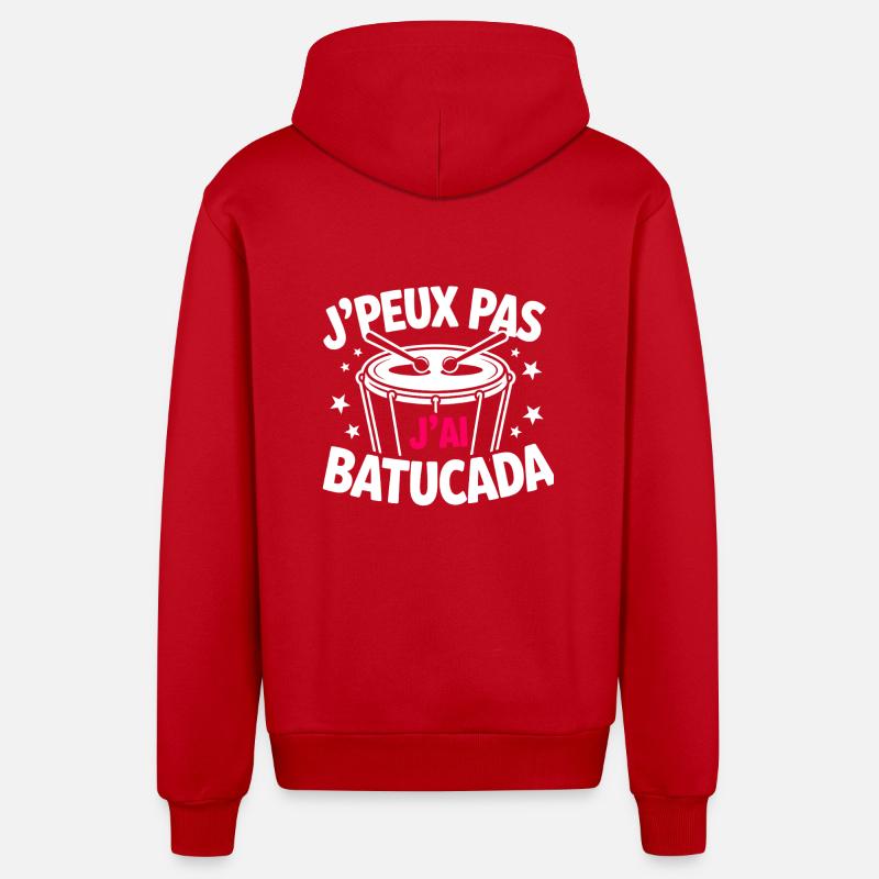 J’peux pas, j’ai Batucada - Veste à capuche bio décontractée fabriquée en UE - rouge