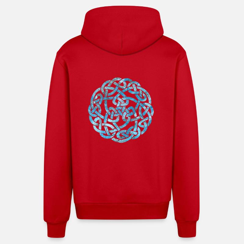 noeud celtique 5 e 78 - Veste à capuche bio décontractée fabriquée en UE - rouge