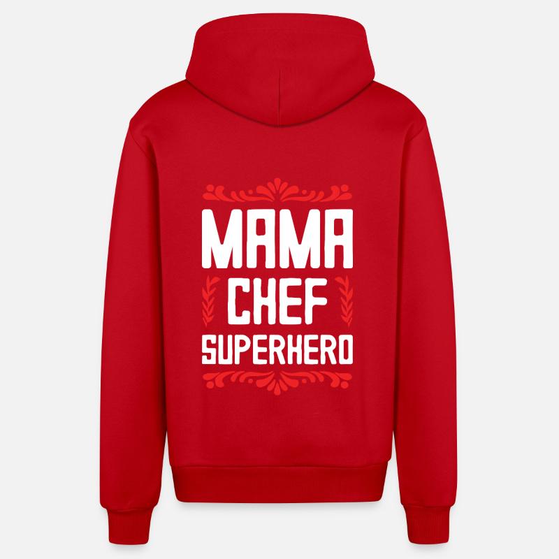 Mama Chef Superheld Mutter - Organic Relaxed Kapuzenjacke Made in EU - Rot