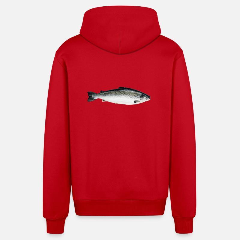 saumon - Veste à capuche bio décontractée fabriquée en UE - rouge