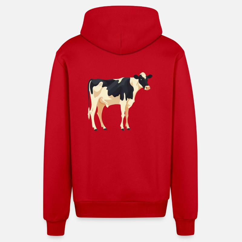 Stehende Kuh - Einfaches Design - Organic Relaxed Kapuzenjacke Made in EU - Rot
