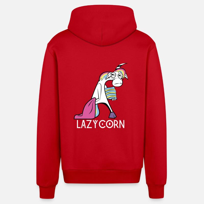 LazyCorn - Veste à capuche bio décontractée fabriquée en UE - rouge