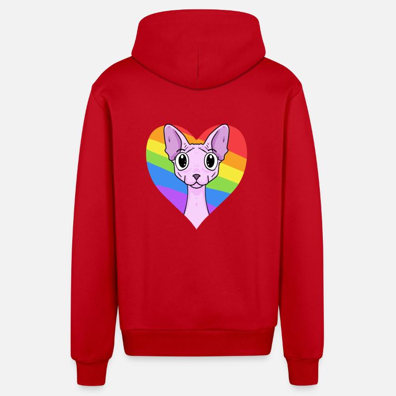 Chat LGBT Sphynx Rainbow - Veste à capuche bio décontractée fabriquée en UE - rouge