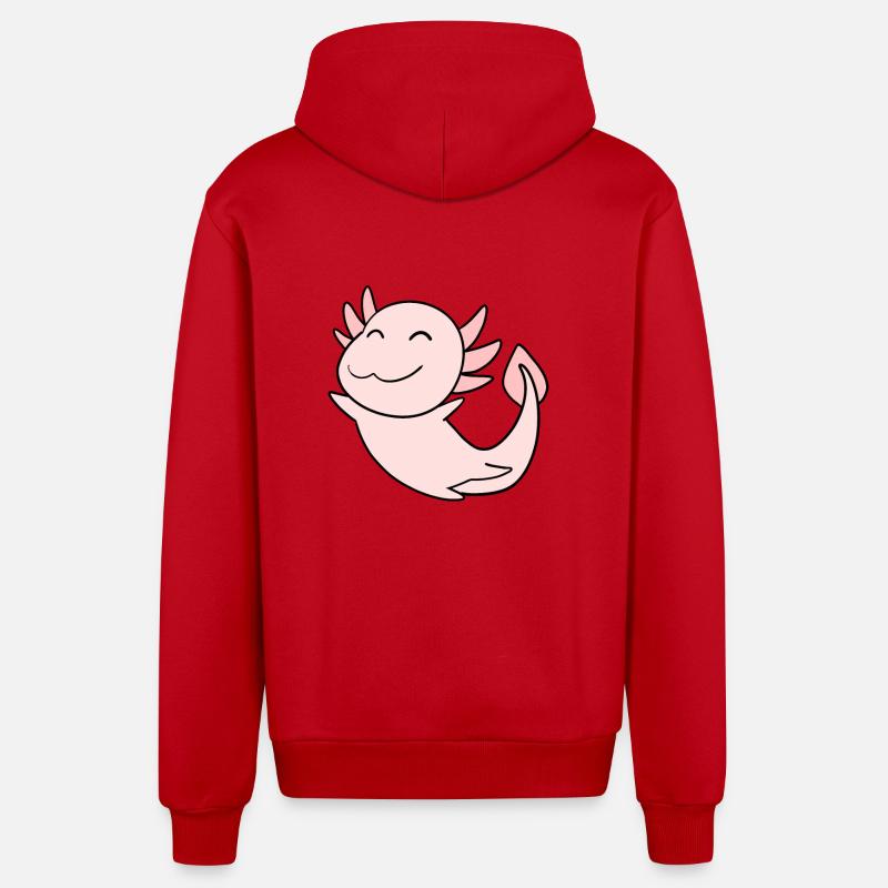 Axolotl Rose Doux - Veste à capuche bio décontractée fabriquée en UE - rouge