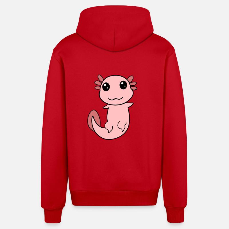Axolotl Rose Doux - Veste à capuche bio décontractée fabriquée en UE - rouge