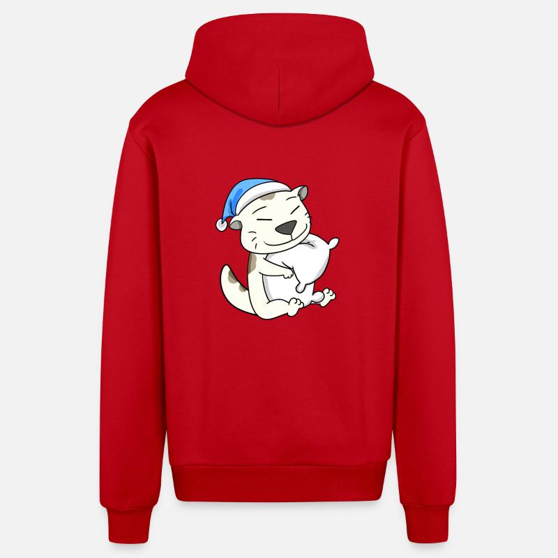 Chat race devon rex - Veste à capuche bio décontractée fabriquée en UE - rouge