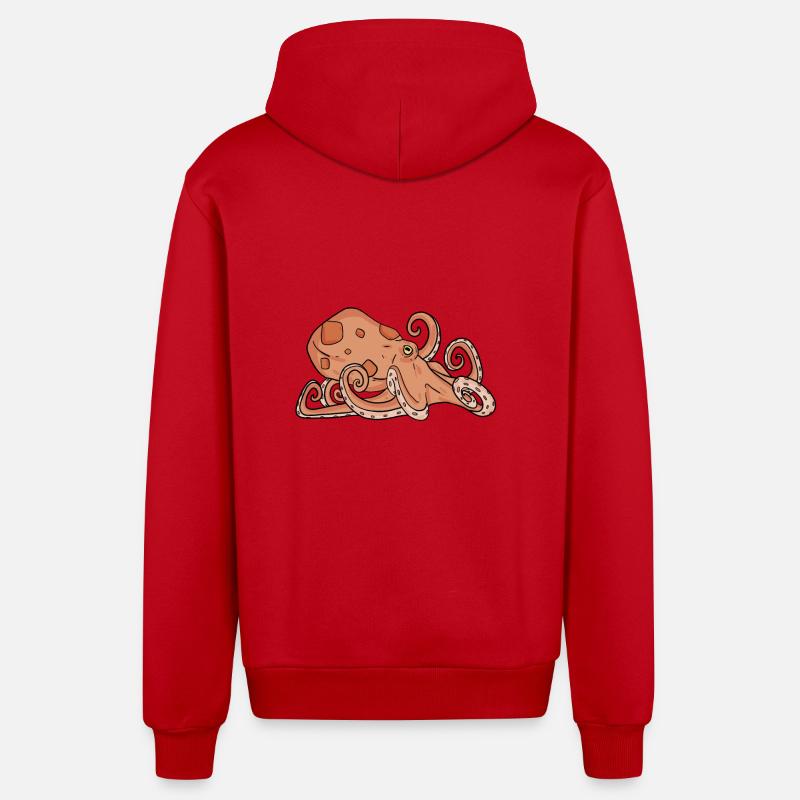 Octopus Octopus - Veste à capuche bio décontractée fabriquée en UE - rouge