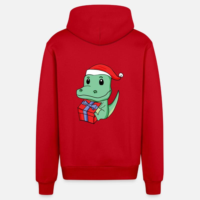 Noël Crocodile Bébé avec Cadeau - Veste à capuche bio décontractée fabriquée en UE - rouge