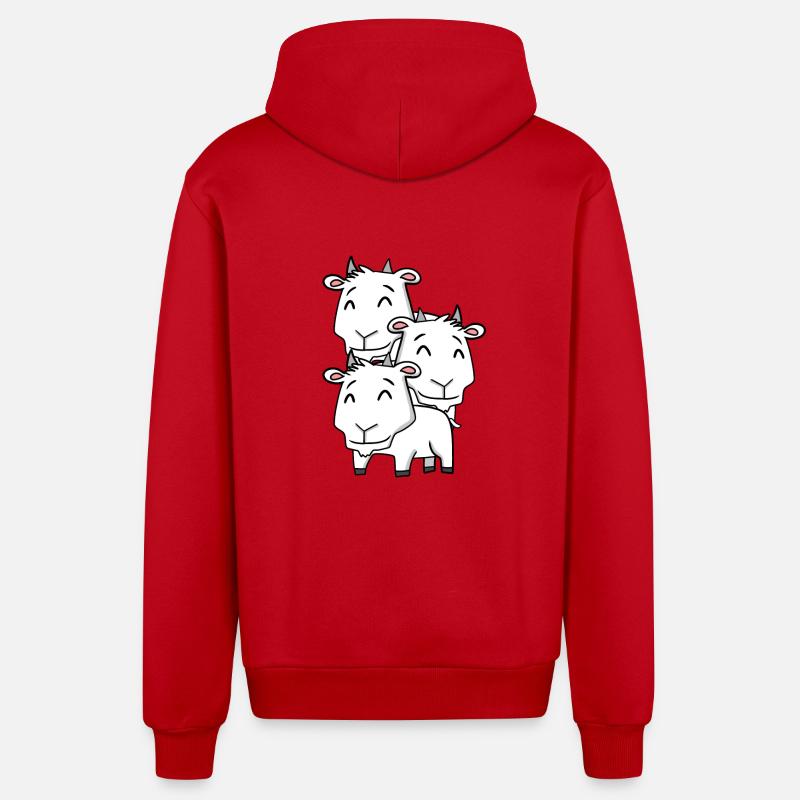 Chèvres mignonnes - Chèvre - Veste à capuche bio décontractée fabriquée en UE - rouge