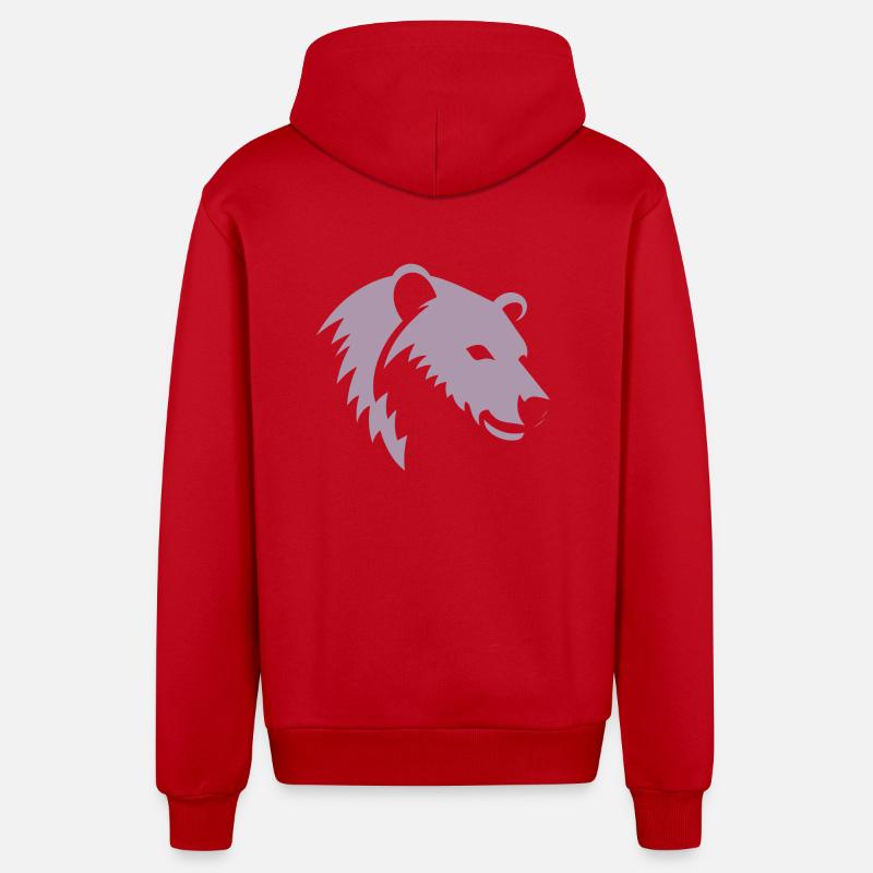 Bär Silhouette eines Eisbärkopfes - Organic Relaxed Kapuzenjacke Made in EU - Rot