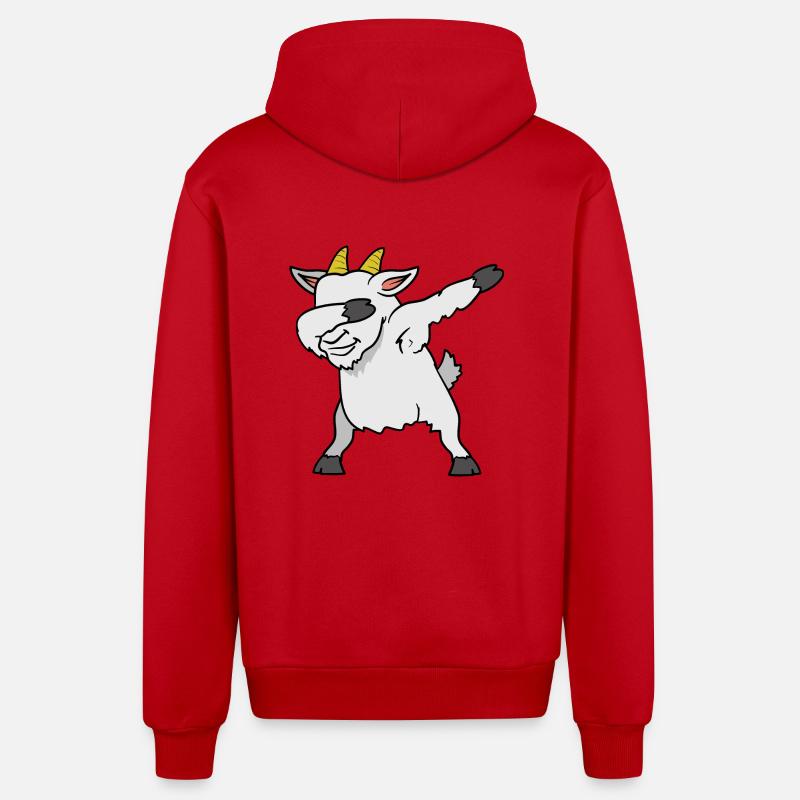 Dabbing Dab chèvre chèvre - Veste à capuche bio décontractée fabriquée en UE - rouge