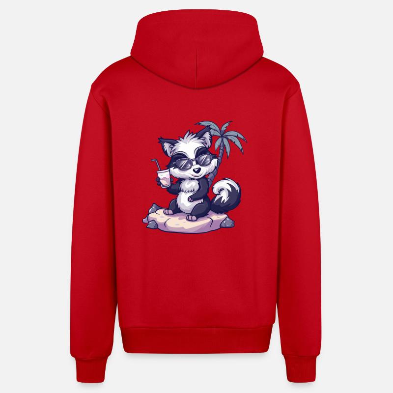 Stinktier Sommer Strand Comic - Organic Relaxed Kapuzenjacke Made in EU - Rot