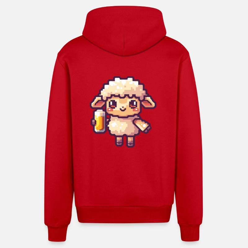 Mouton bière pixel - Veste à capuche bio décontractée fabriquée en UE - rouge