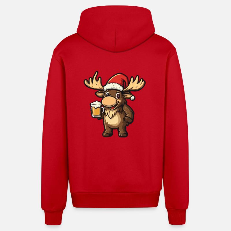 Bière de Noël Moose - Veste à capuche bio décontractée fabriquée en UE - rouge