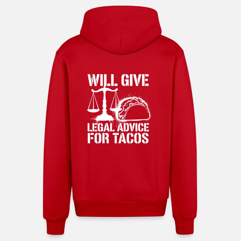 Tacos vs conseils juridiques - Veste à capuche bio décontractée fabriquée en UE - rouge
