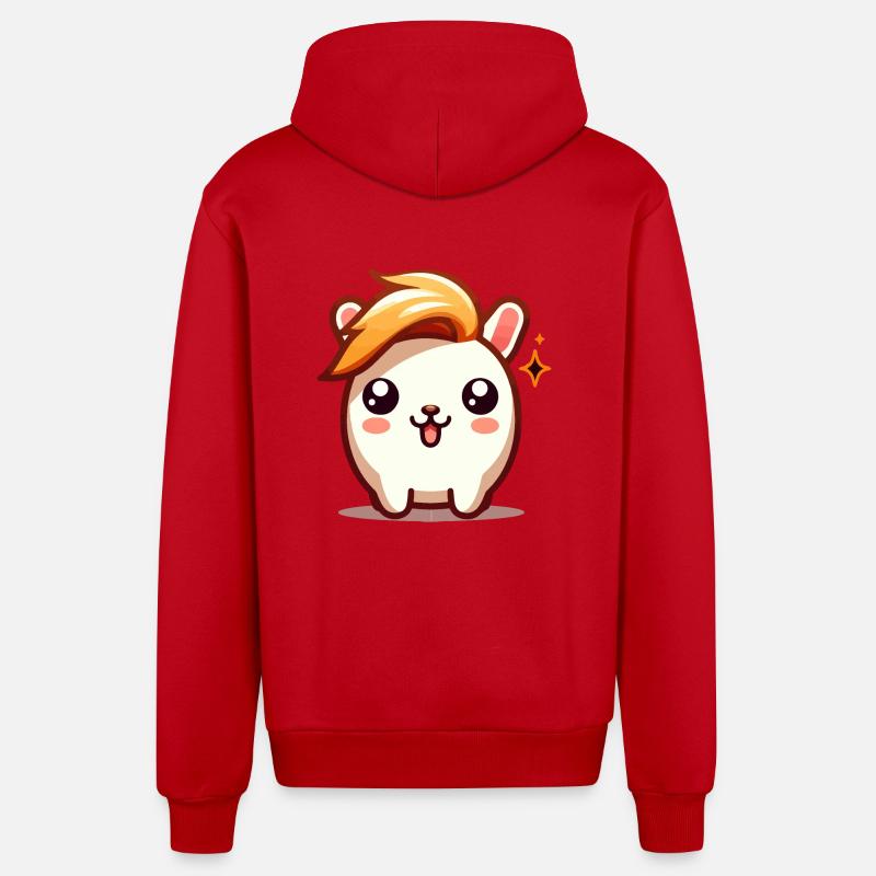 Hamster mignon avec coiffure - Veste à capuche bio décontractée fabriquée en UE - rouge