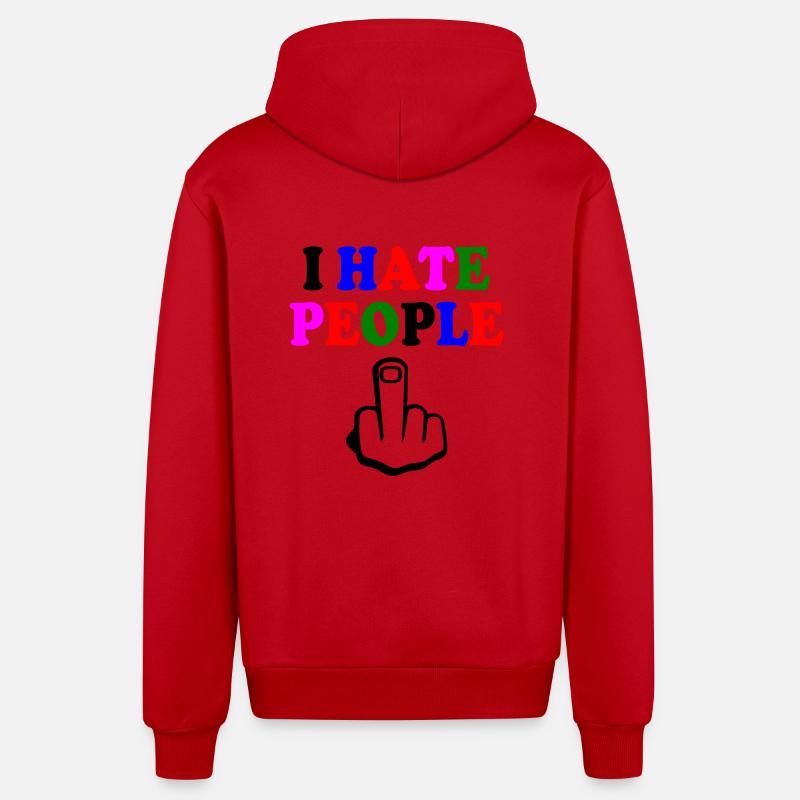 I hate people - Veste à capuche bio décontractée fabriquée en UE - rouge