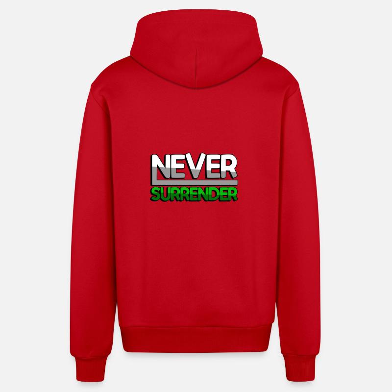 NEVER SURRENDER (Vert) - Jeux - Veste à capuche bio décontractée fabriquée en UE - rouge