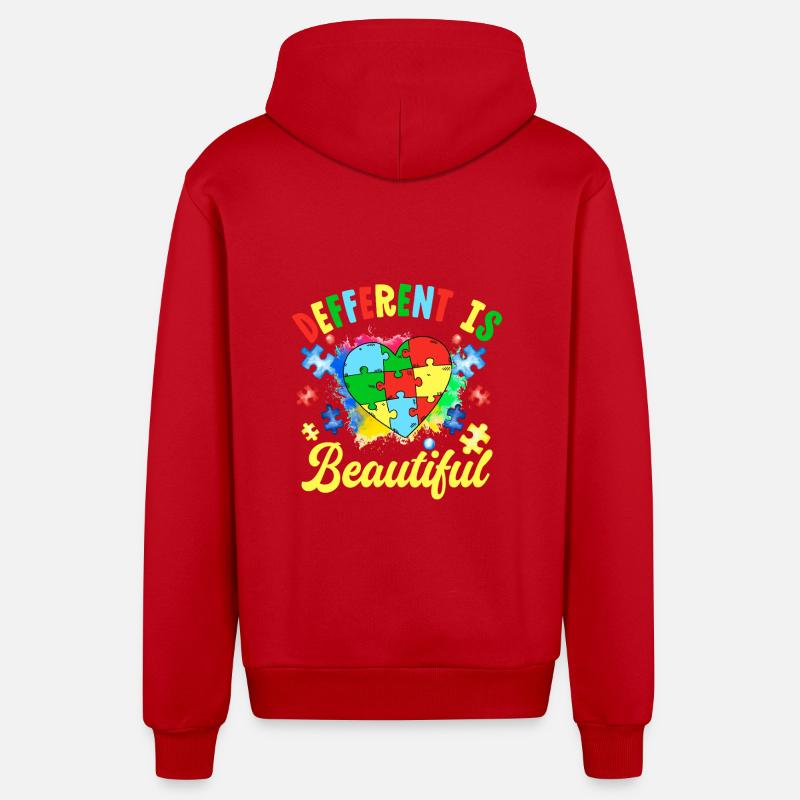 Différent, c’est beau - Veste à capuche bio décontractée fabriquée en UE - rouge