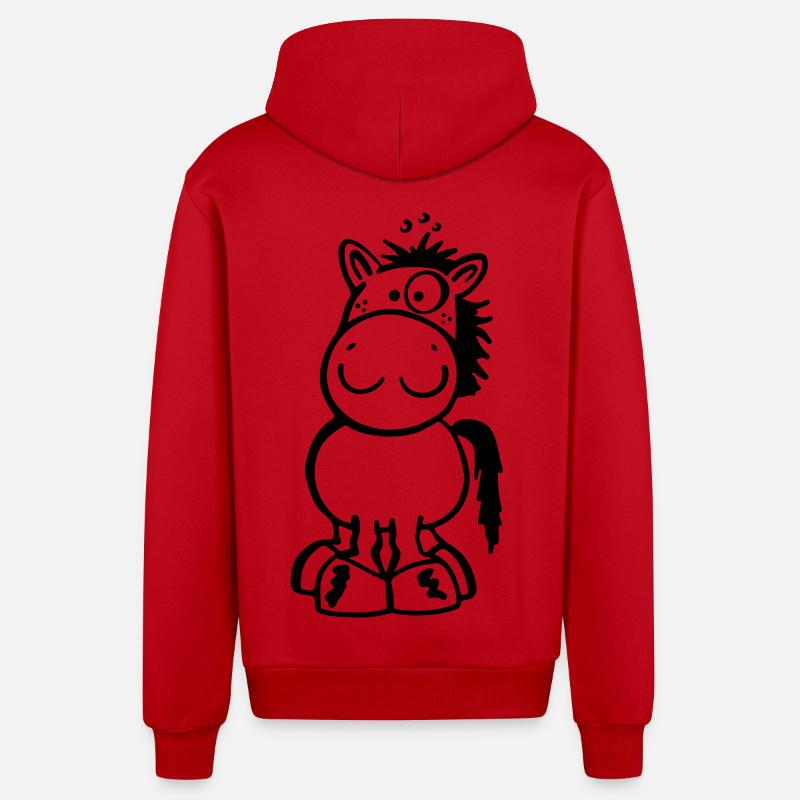 Petit Cheval - Veste à capuche bio décontractée fabriquée en UE - rouge