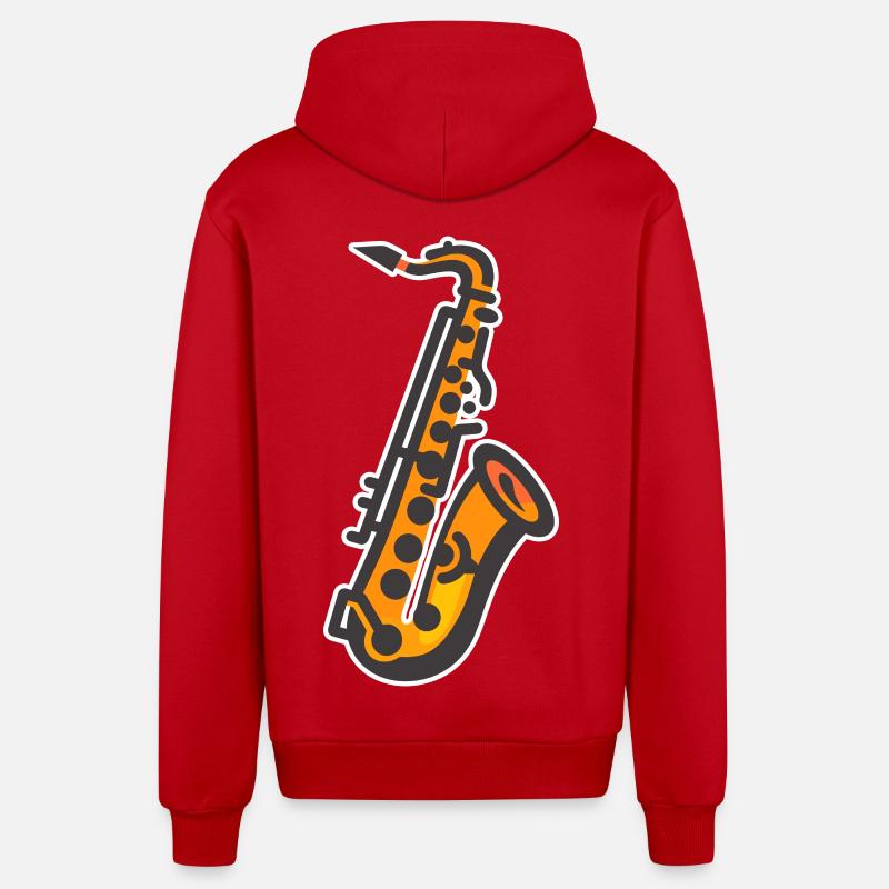 Graphisme pour saxophone - Veste à capuche bio décontractée fabriquée en UE - rouge