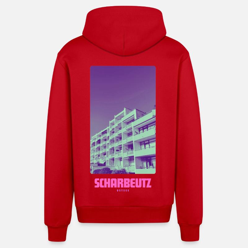 Scharbeutz Ostsee - Organic Relaxed Kapuzenjacke Made in EU - Rot