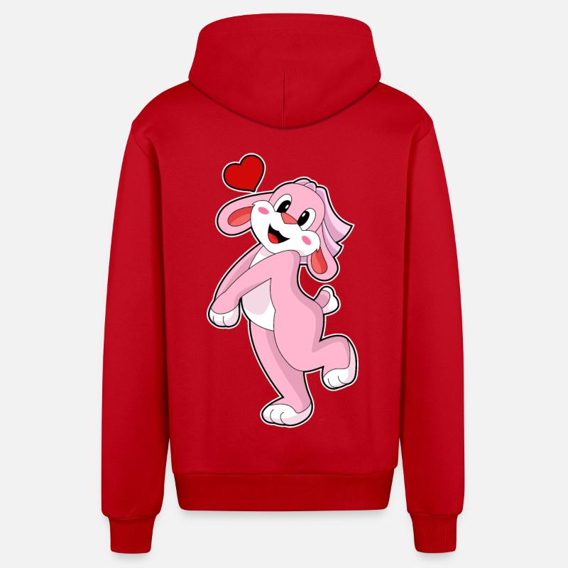 Rabbit Bride Veil Wedding - Organic Relaxed Hooded Jacket Made in EU - red