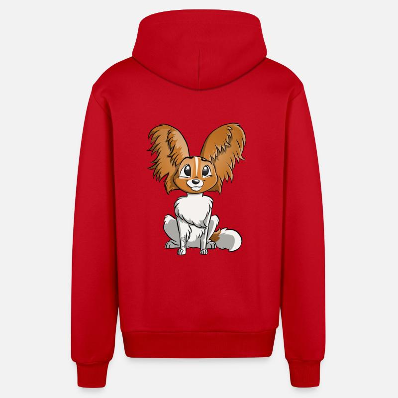 Spaniel Papillon - Organic Relaxed Kapuzenjacke Made in EU - Rot