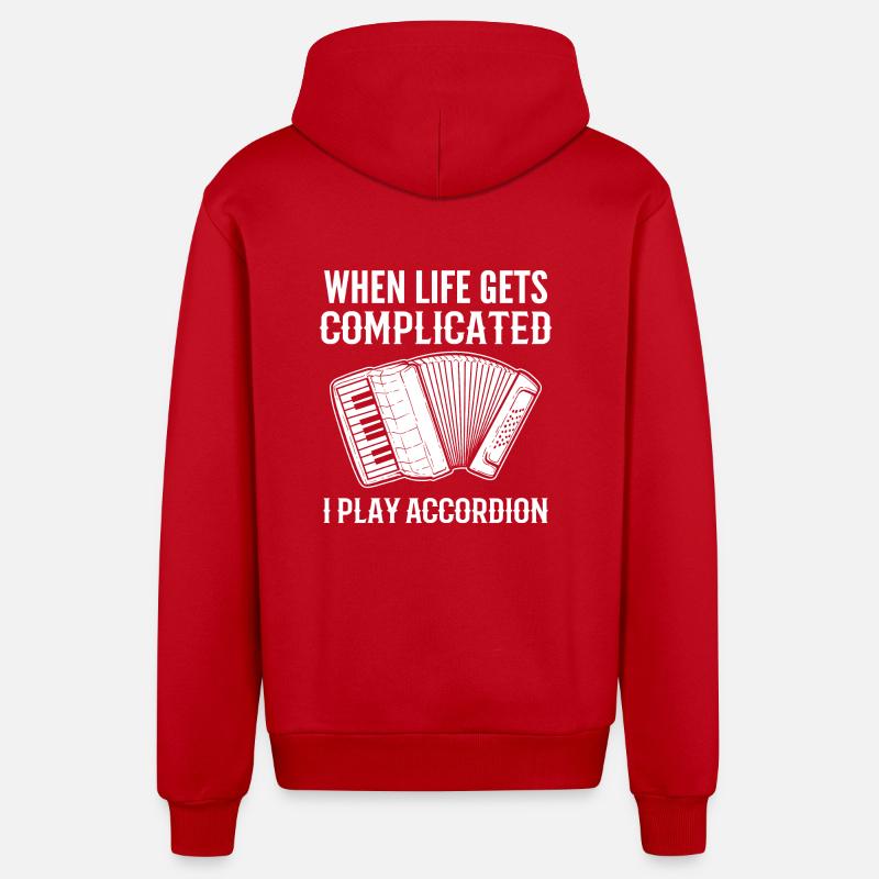 Accordéon - Veste à capuche bio décontractée fabriquée en UE - rouge