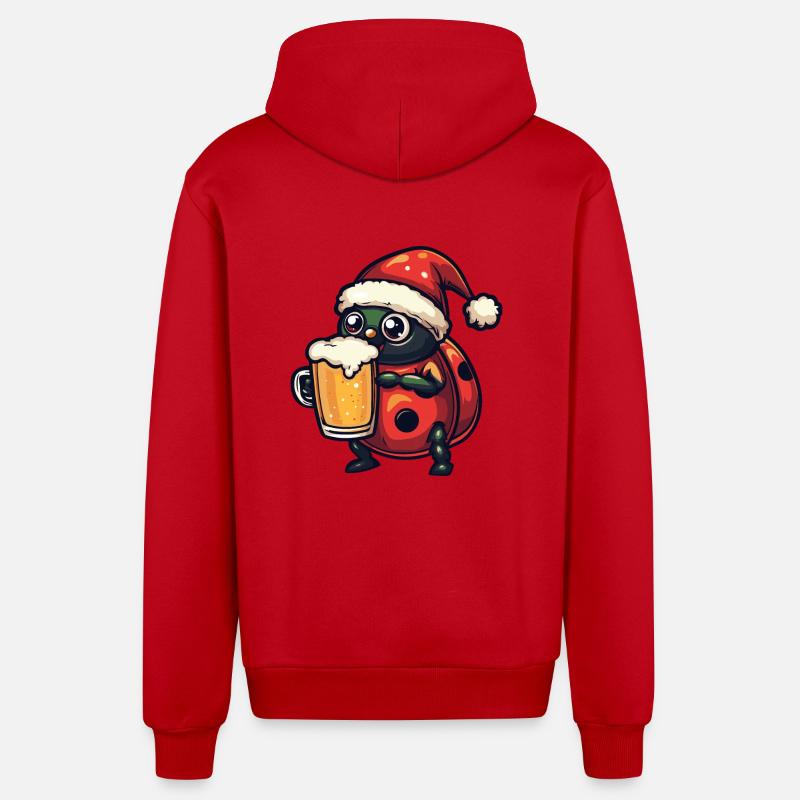 Bière de Noël Ladybug - Veste à capuche bio décontractée fabriquée en UE - rouge