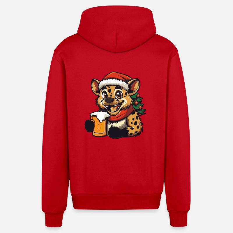 Bière de Noël Hyena - Veste à capuche bio décontractée fabriquée en UE - rouge