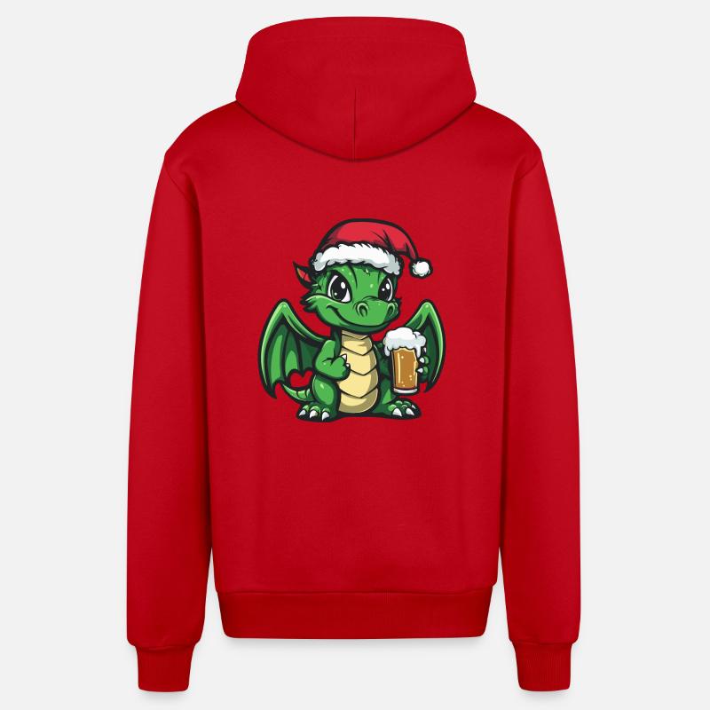 Dragon Bière Noël Noël - Veste à capuche bio décontractée fabriquée en UE - rouge