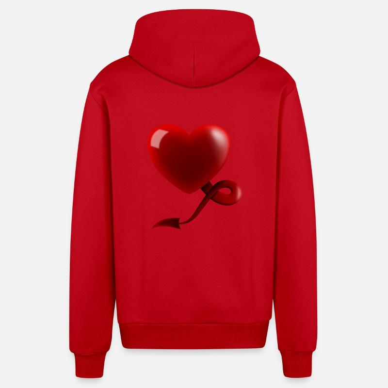 Coeur avec queue du diable - Veste à capuche bio décontractée fabriquée en UE - rouge