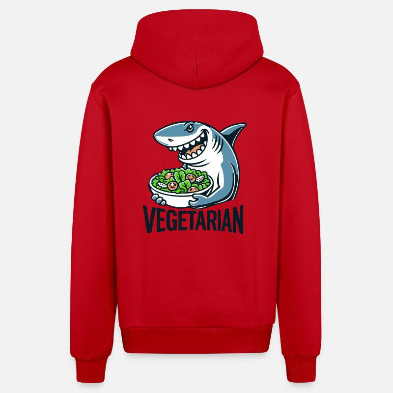 Requin végétarien - Veste à capuche bio décontractée fabriquée en UE - rouge