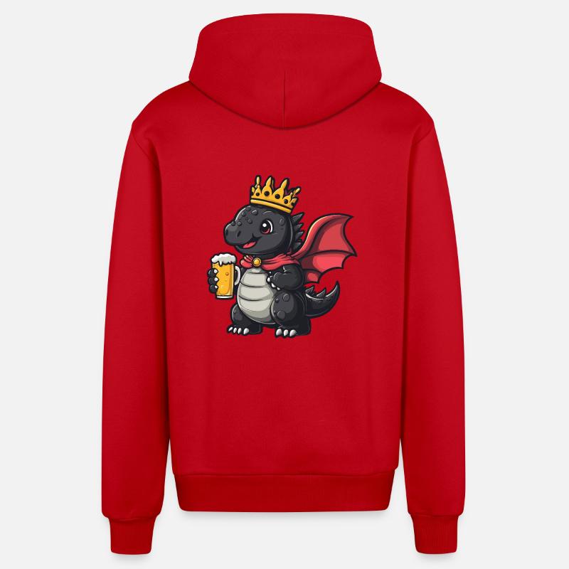 Dragon Bière Drôle - Veste à capuche bio décontractée fabriquée en UE - rouge