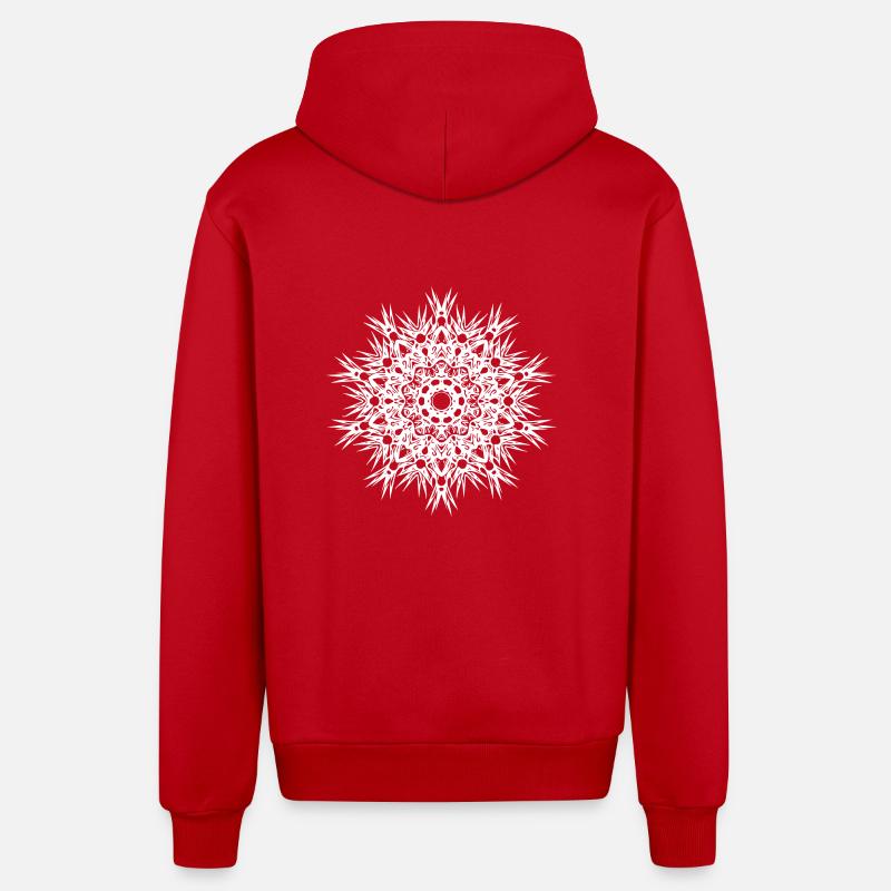 Lignes géométriques forme mandala - Veste à capuche bio décontractée fabriquée en UE - rouge
