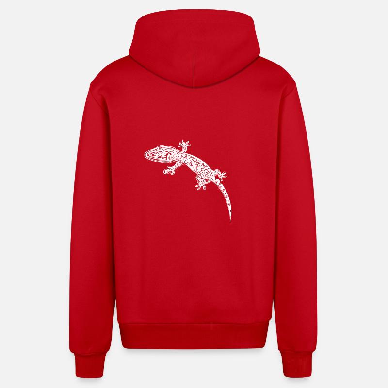 Petit gecko sur le mur - Veste à capuche bio décontractée fabriquée en UE - rouge
