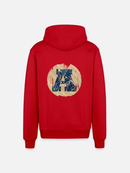 e 16 bis - Veste à capuche bio décontractée fabriquée en UE - rouge
