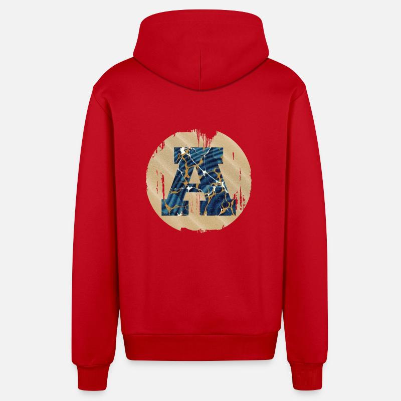 e 16 a - Organic Relaxed Hooded Jacket Made in EU - red