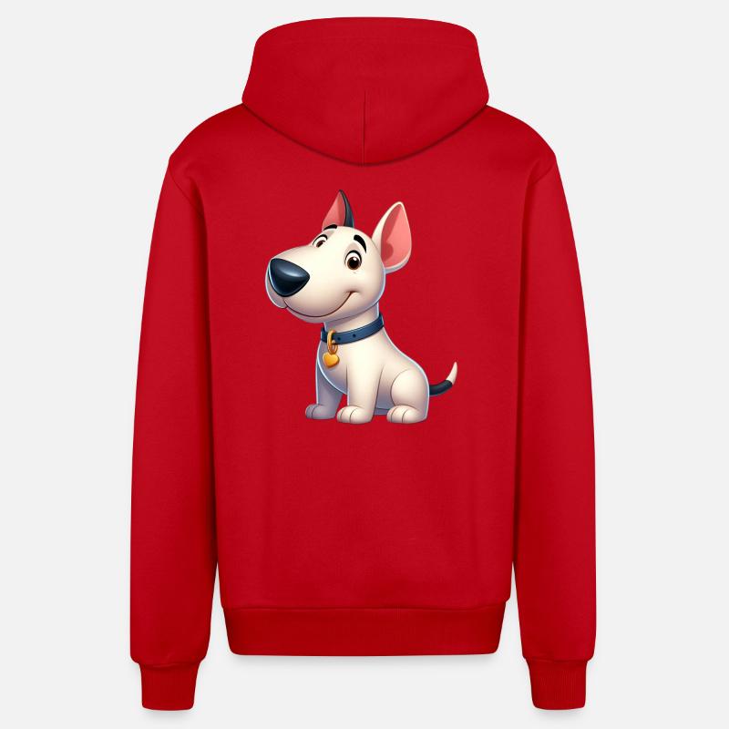 bull terrier - Veste à capuche bio décontractée fabriquée en UE - rouge