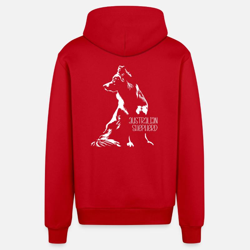 Australian Shepherd Silhouette Aussie Wilsigns - Organic Relaxed Kapuzenjacke Made in EU - Rot