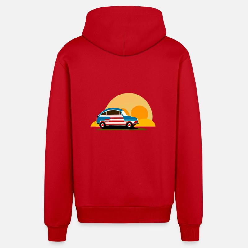 into the sunset - Organic Relaxed Hooded Jacket Made in EU - red