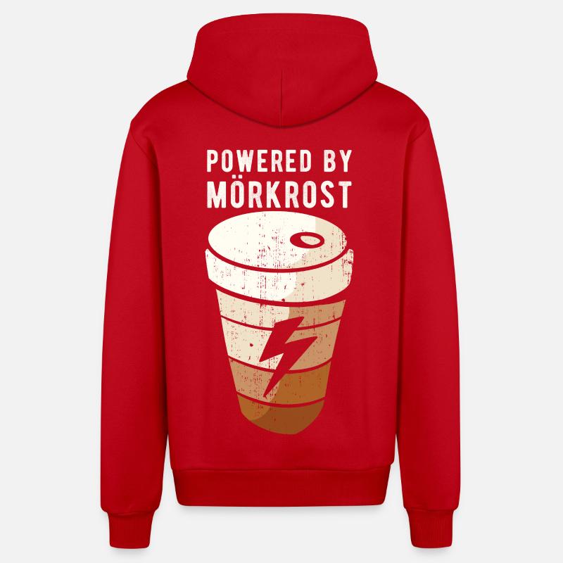 Powered By Mörkrost Schweden Kaffee - Organic Relaxed Kapuzenjacke Made in EU - Rot