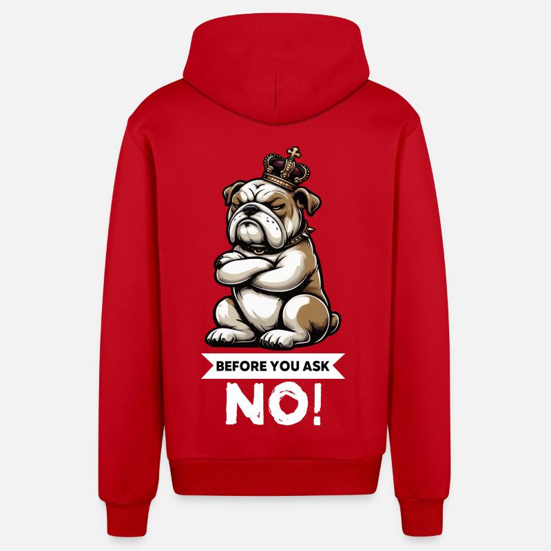 Avant que vous ne demandiez les bully bully du bouledogue anglais - Veste à capuche bio décontractée fabriquée en UE - rouge