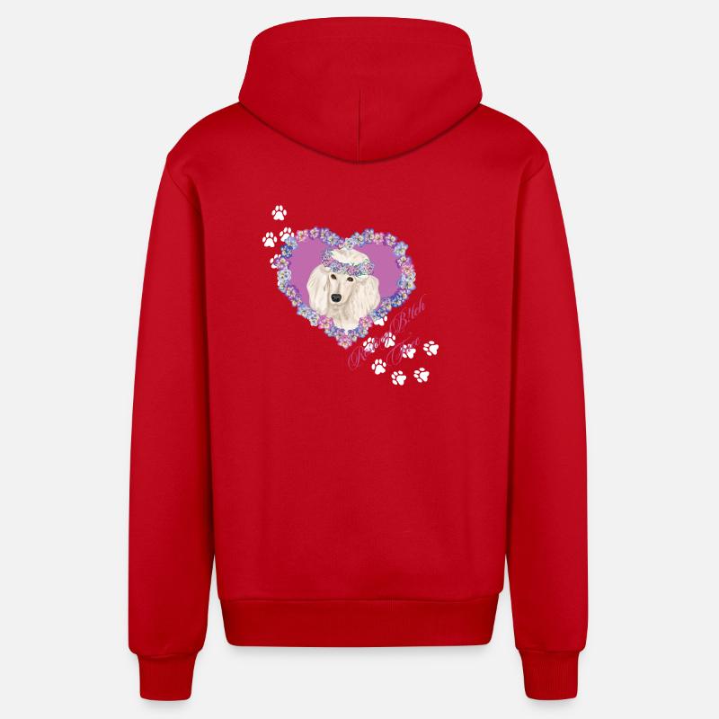 Caniche au visage de au repos - Veste à capuche bio décontractée fabriquée en UE - rouge