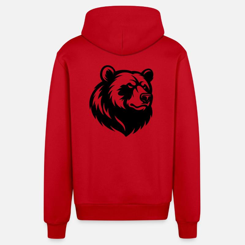 Tête d’ours en colère - Veste à capuche bio décontractée fabriquée en UE - rouge